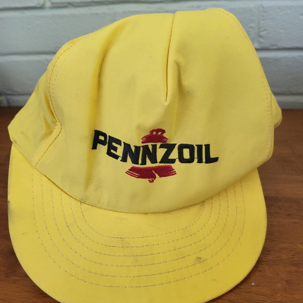 Vintage 1990s PENNZOIL Motor Oil HAT Cap Adjustable Snapback YELLOW ET